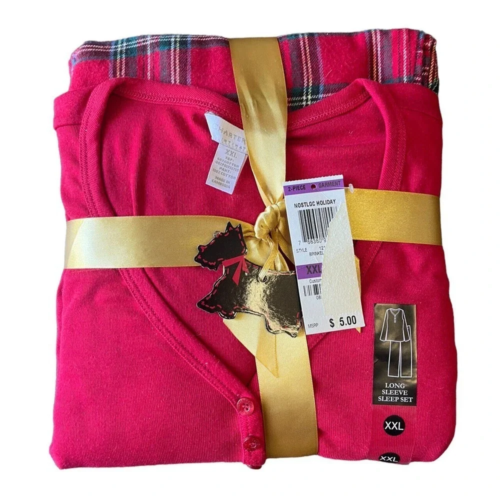 NWT Charter Club Women’s 2Pc Cozy Pajama Set Size XXL Longsleeve Set Holiday Red